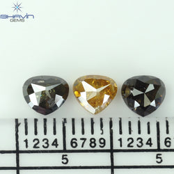 1.43 CT/3 ピース ハートシェイプ ナチュラル ダイヤモンド ミックス カラー I3 クラリティ (4.40 MM)