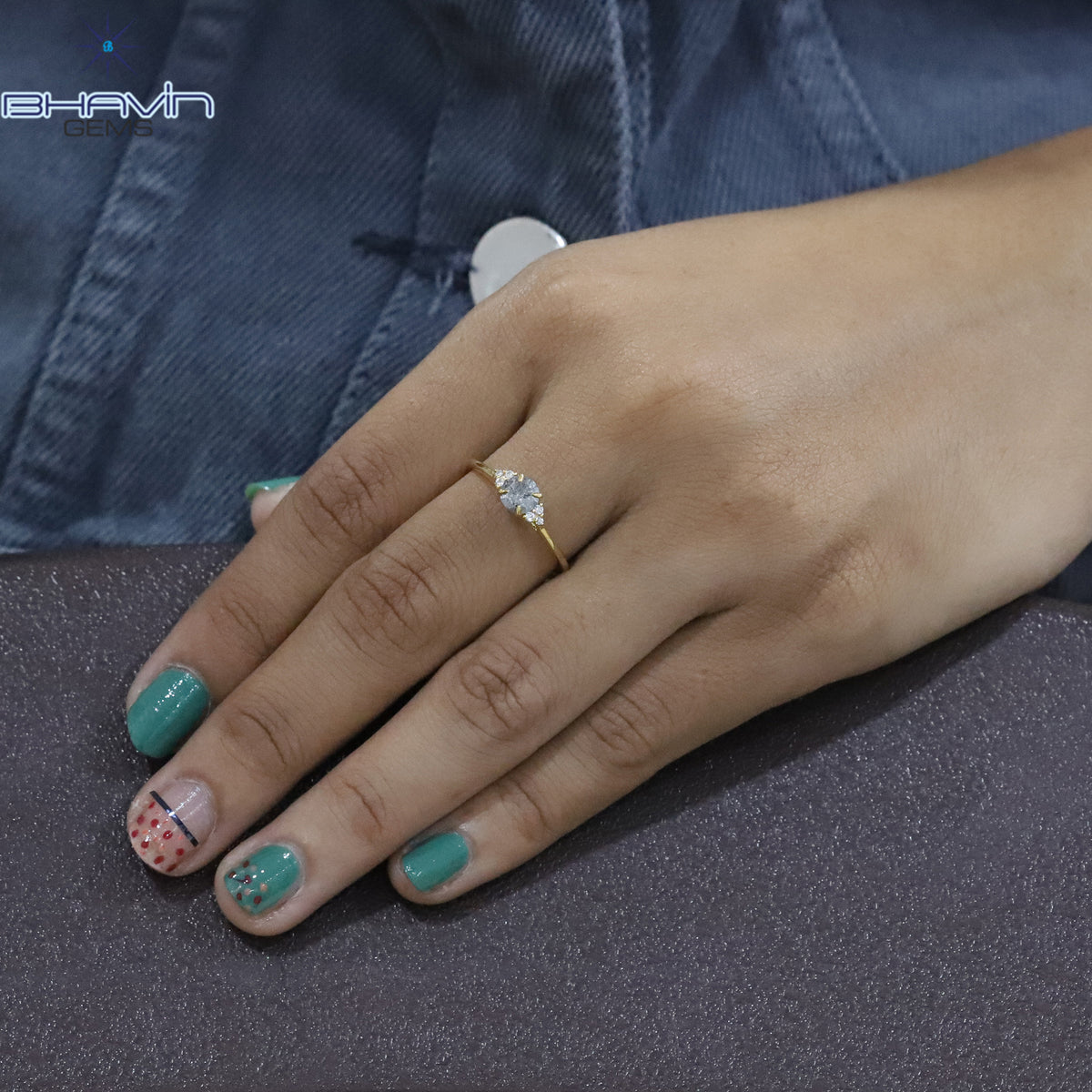 Round Diamond, Natural Diamond Ring, Salt And Pepper Diamond, Gold Ring, Engagement Ring, Wedding Ring, Diamond Ring