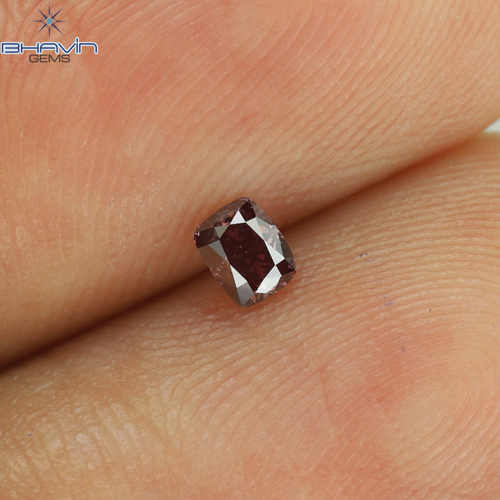 0.11 CT クッション シェイプ ナチュラル ルース ダイヤモンド 強化ピンク色 SI1 クラリティ (3.04 MM)