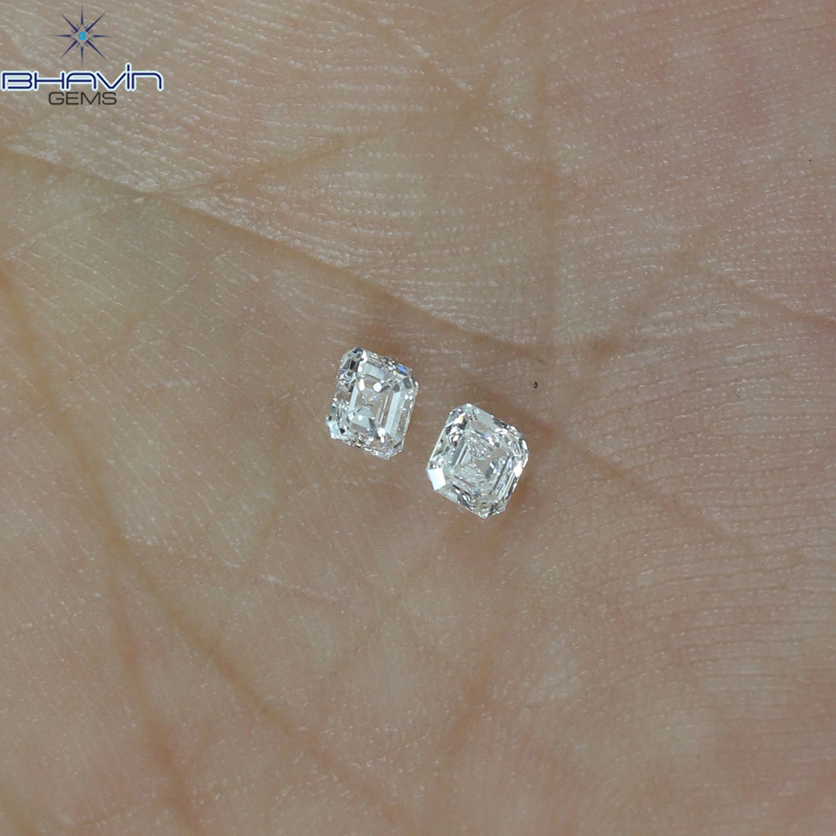 0.20 CT/2 Pcs Natural Asscher Diamond White (G+) Color Clarity VVS-VS (2.40 MM)