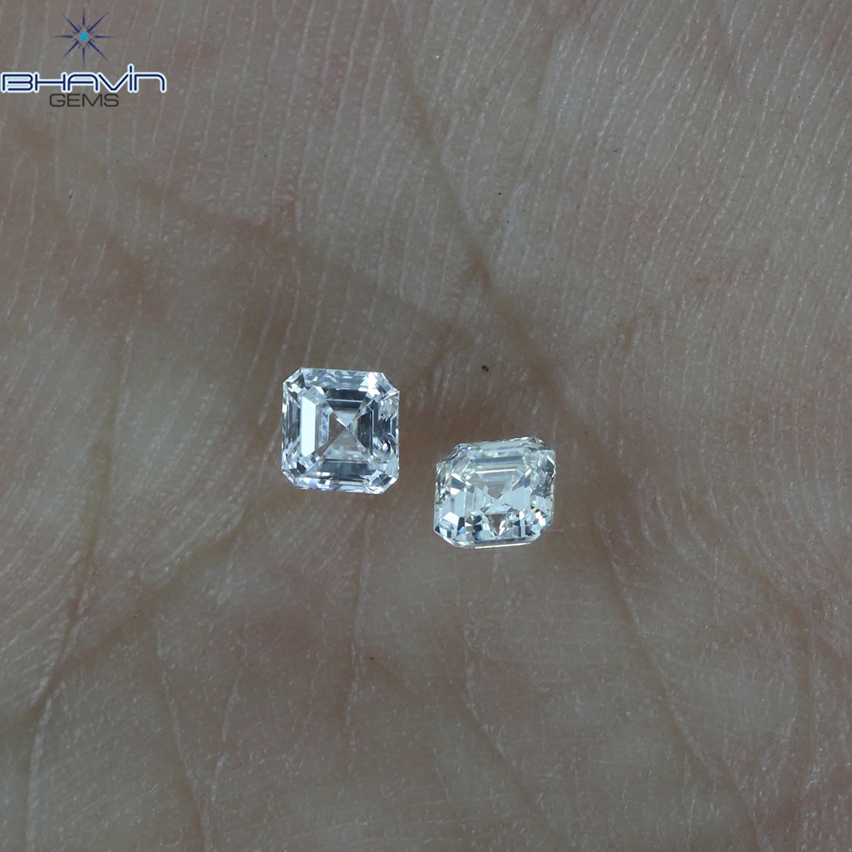 0.30 CT/2 Pcs Natural Asscher Diamond White (G+) Color Clarity VVS-VS (3.00 MM)