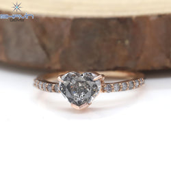 Heart  Diamond Salt And Pepper Diamond, Natural Diamond Ring, Engagement Ring