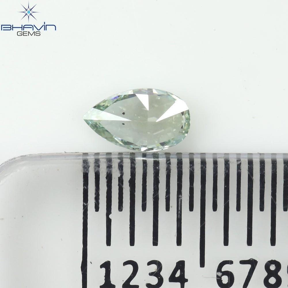 0.15 CT Natural Pear Diamond Enhanced Bluish Green Color Clarity VS2 (4.58 MM)