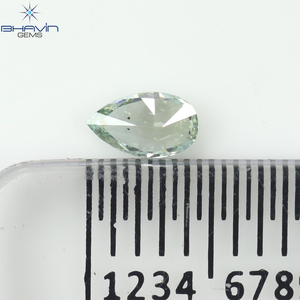 0.15 CT ペアシェイプ ナチュラル ダイヤモンド ブルーイッシュ グリーン カラー VS2 クラリティ (4.58 MM)