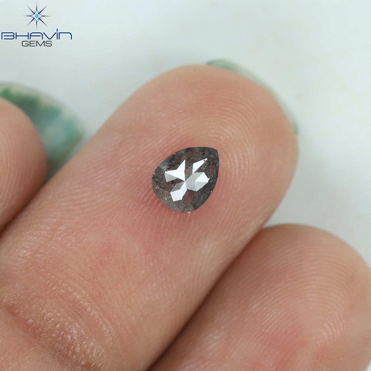 0.39 CT ペアシェイプ ナチュラル ルース ダイヤモンド ソルト アンド ペッパー カラー I3 クラリティ (5.27 MM)