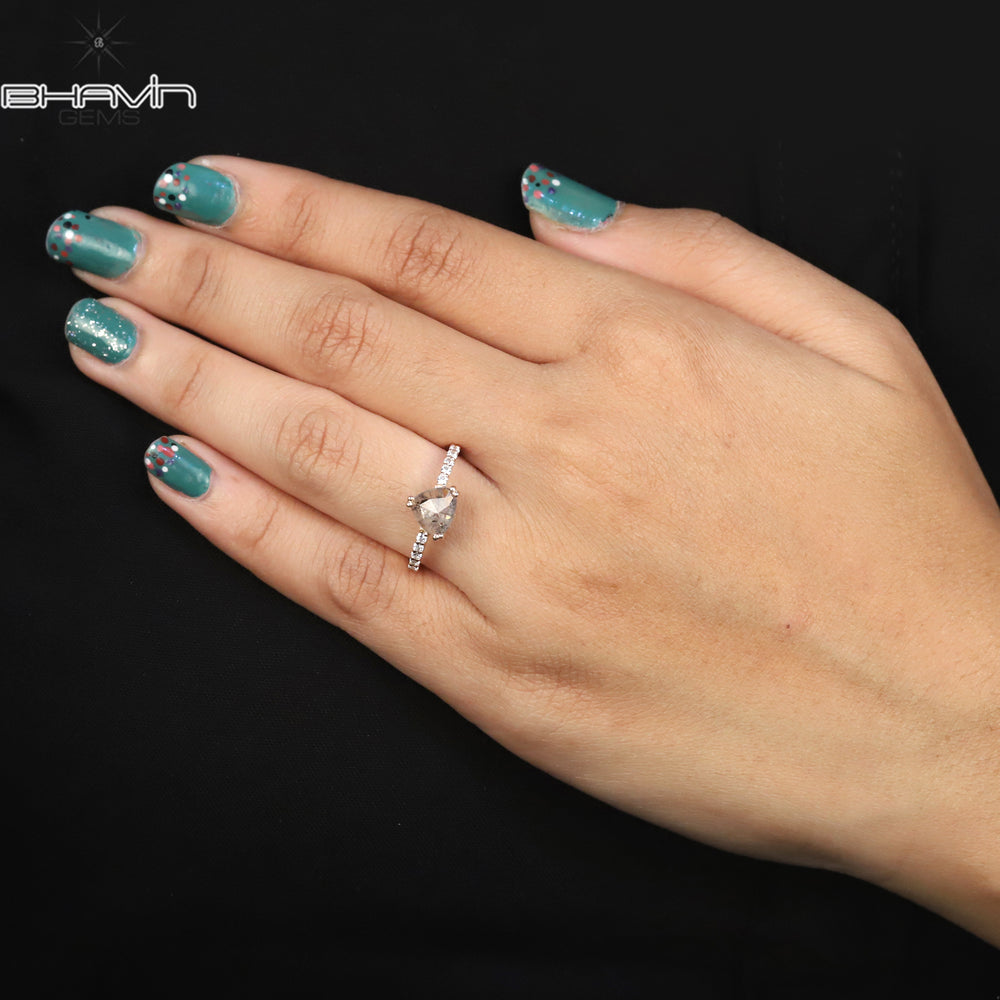 Heart Diamond Salt And Pepper Diamond Natural Diamond Ring Engagement Ring