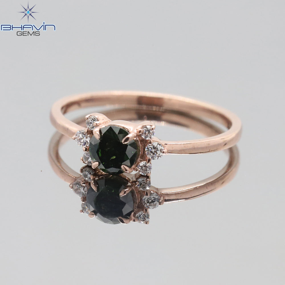 Gold Ring, Round Diamond, Green Diamond, Natural Diamond Ring, Engagement Ring, Wedding Ring, Diamond Ring