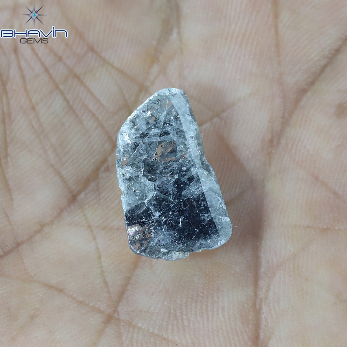 3.06 CT スライス シェイプ ナチュラル ダイヤモンド ソルト アンド ペッパー カラー I3 クラリティ (17.50 MM)