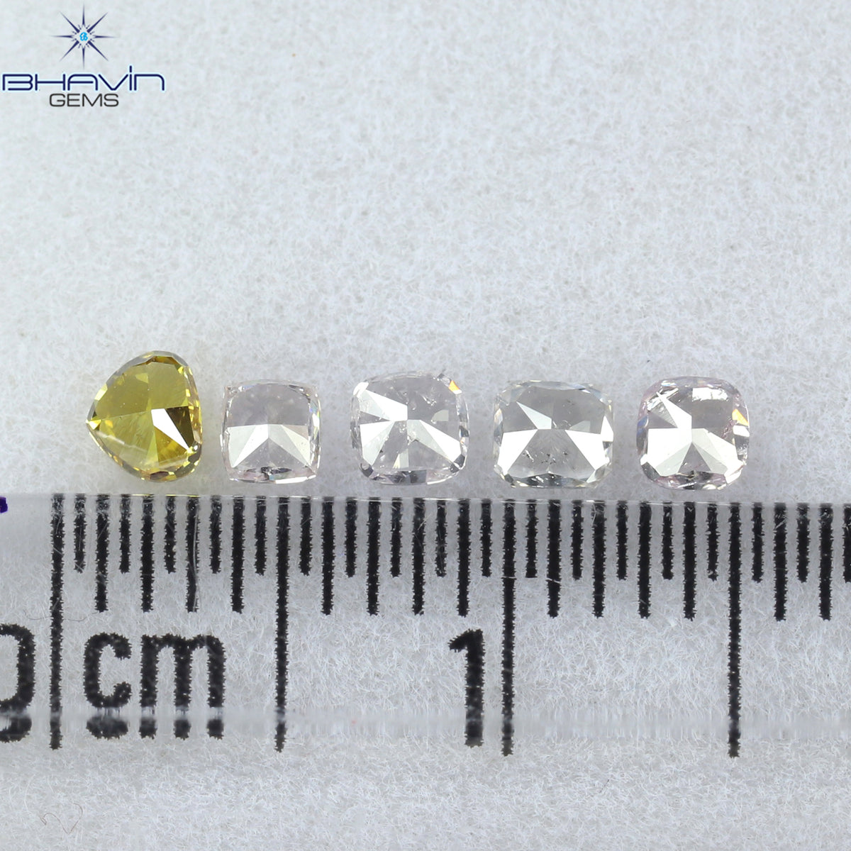0.49 CT/5 Pcs Natural Cushion Diamond Pink Color Clarity SI2 (2.56 MM)