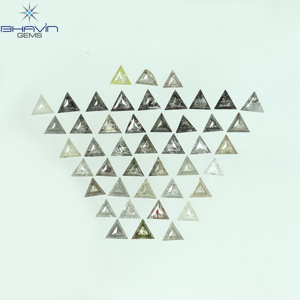 3.49 CT/26 Pcs Triangle Shape Natural Loose Diamond Salt And Pepper Color I3 Clarity (4.35 MM)