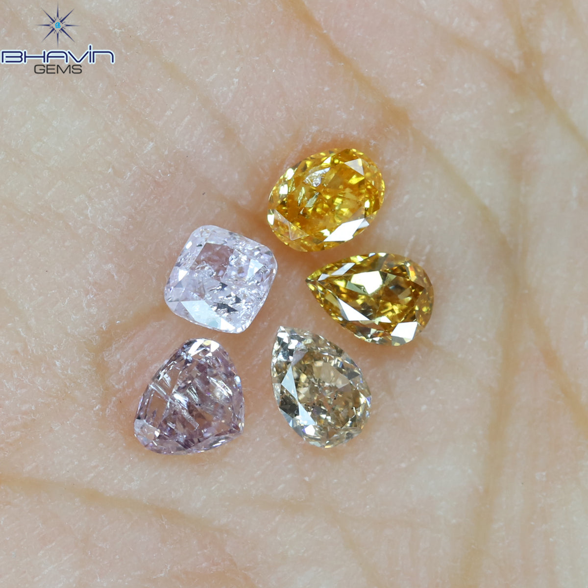0.40 CT/5 Pcs Natural Mix Diamond Mix Fancy Color Clarity SI (3.30 MM)
