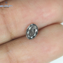 0.50 CT Oval Shape Natural Diamond Salt And Pepper Color I3 Clarity (5.86 MM)