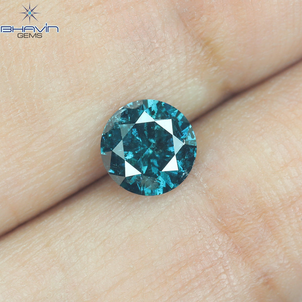 0.82 CT Natural Round Diamond Enhanced Blue Color Clarity I3 (5.96 MM)