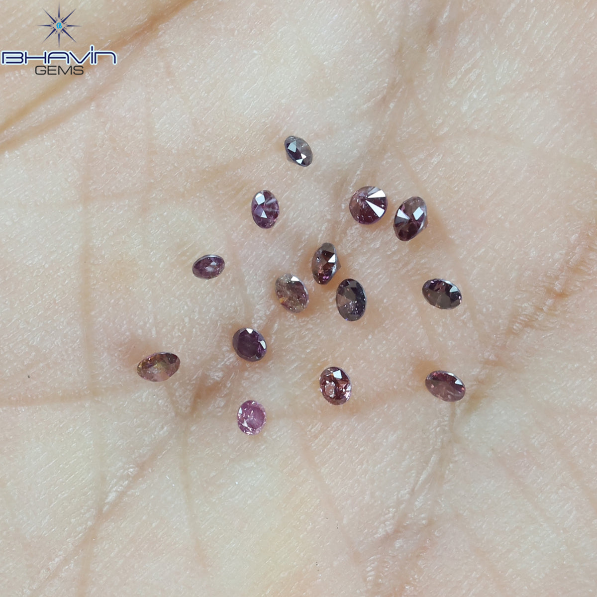 0.20 CT/14 個 ラウンド シェイプ ナチュラル ルース ダイヤモンド ピンク カラー I1 クラリティ (1.50 MM)