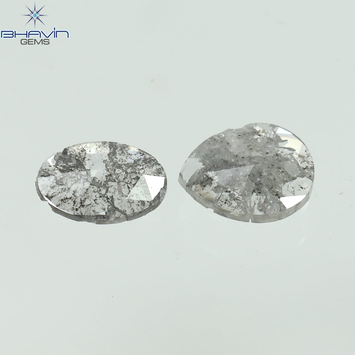 0.19 CT/2 Pcs Natural Mix Slice Diamond Salt And Pepper Color Clarity I3 (4.58 MM)