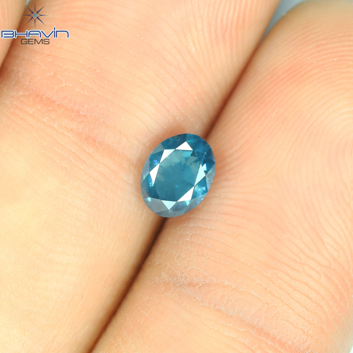 0.65 CT Oval Natural Diamond Enhanced Greenish Blue Color Clarity SI1 (5.70 MM)