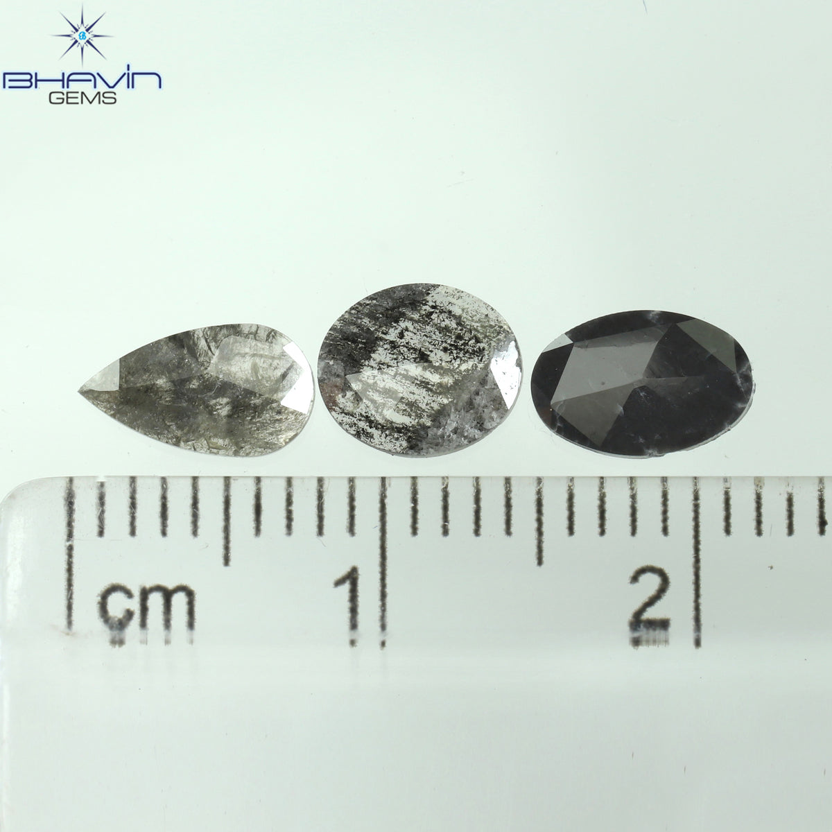 0.97 CT/3 Pcs Natural Mix Slice Diamond Salt And Pepper Color Clarity I3 (7.50 MM)