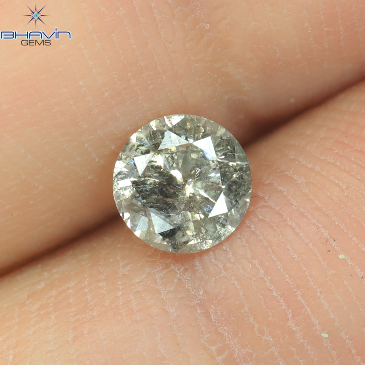 0.41 CT ラウンド シェイプ ナチュラル ルース ダイヤモンド ソルト アンド ペッパー カラー I3 クラリティ (4.77 MM)