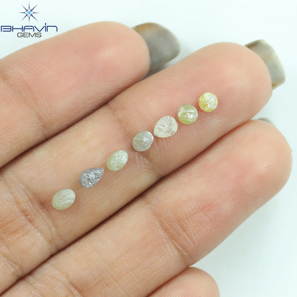 1.05 CT/7 Pcs Natural Uncut Diamond Mix Color Clarity I3 (3.63 MM)