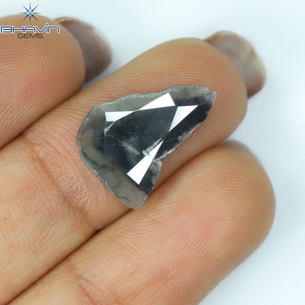 1.75 CT スライス形状 天然ダイヤモンド ソルト アンド ペッパー カラー I3 クラリティ (15.74 MM)