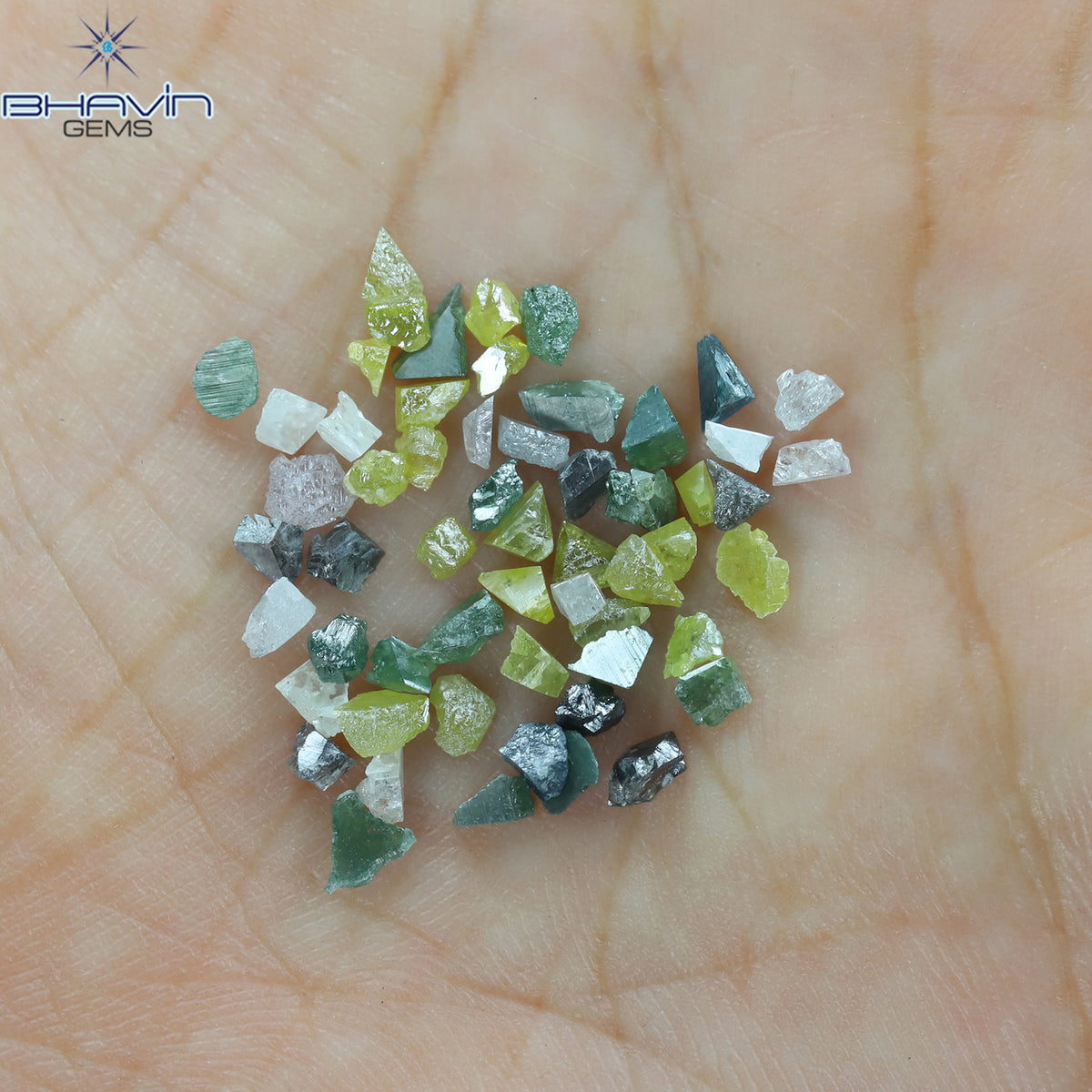 3.87 CT/57 Pcs Natural Rough Diamond Enhanced Mix Fancy Color Clarity I3 (3.28 MM)