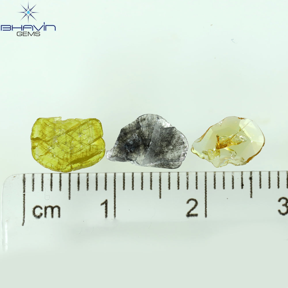 1.16 CT/3 Pcs Rosecut Polki Shape Natural Diamond  Fancy Color I3 Clarity (8.92 MM)