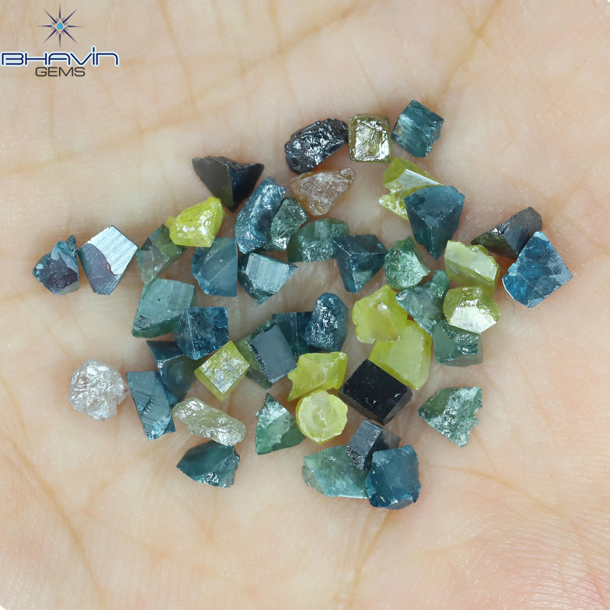 9.48 CT/46 Pcs Natural Rough Diamond Enhanced Mix Fancy Color Clarity I3 (3.11 MM)