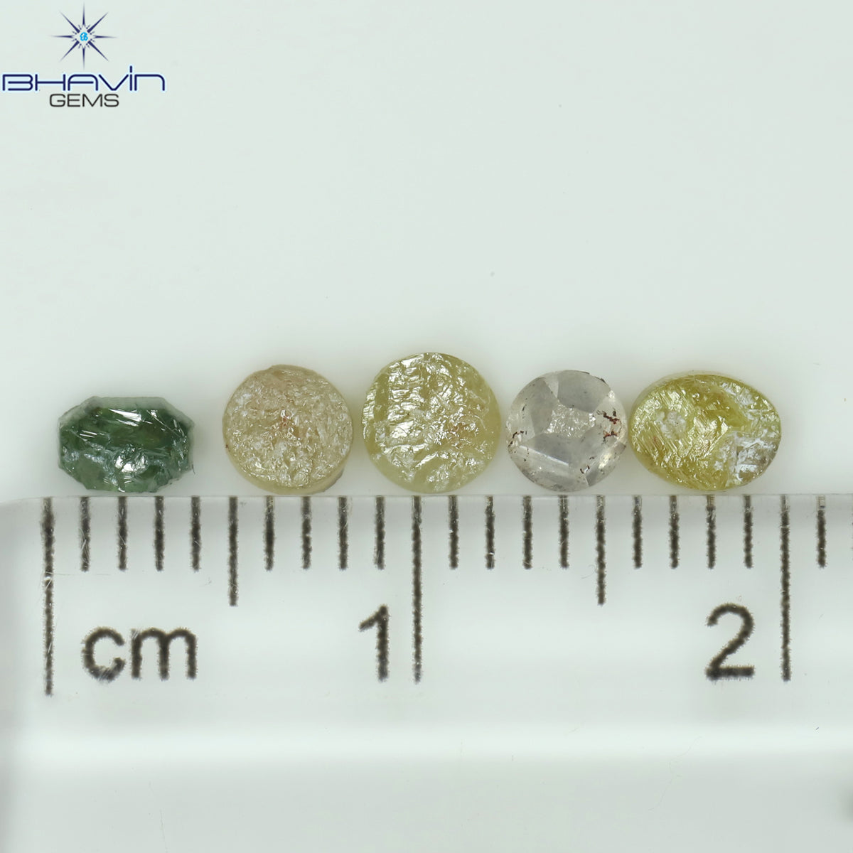 1.08 CT/5 Pcs Natural Uncut Diamond Mix Color Clarity I3 (4.17 MM)