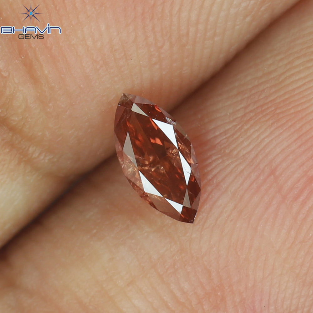 0.25 CT マーキス シェイプ ナチュラル ダイヤモンド ピンク カラー I1 クラリティ (6.14 MM)
