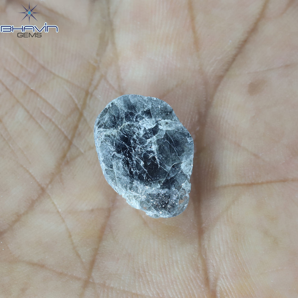 3.64 CT スライス シェイプ ナチュラル ダイヤモンド ソルト アンド ペッパー カラー I3 クラリティ (16.66 MM)