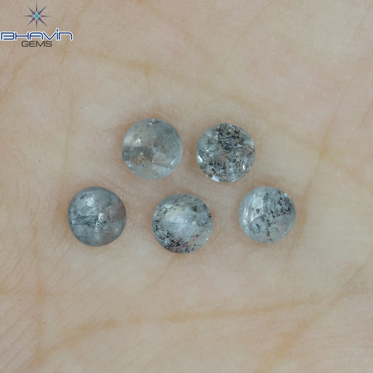0.55 CT/5 Pcs Natural Uncut Diamond Salt And Pepper Color Clarity I3 (2.98 MM)