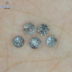0.55 CT /5 Pcs Uncut Shape Salt And Pepper Natural Loose Diamond I3 Clarity (2.98 MM)