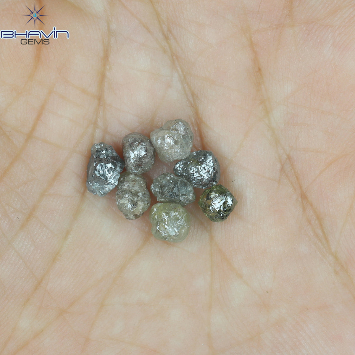 4.83 CT/8 Pcs Natural Rough Diamond Salt And Pepper Color Clarity I3 (4.43 MM)
