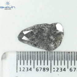 1.26 CT スライス形状 天然ダイヤモンド ソルト アンド パッパー カラー I3 クラリティ (13.20 MM)