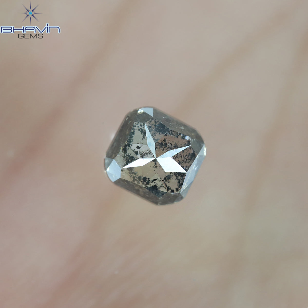 1.11 CT Natural Cushion Diamond Salt And Pepper Color Clarity I3 (5.09 MM)