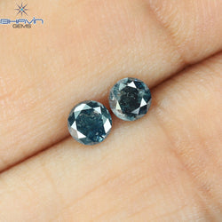 0.44 CT/2 Pcs Round Diamond Blue Diamond Natural Diamond I3 Clarity (3.73 MM)