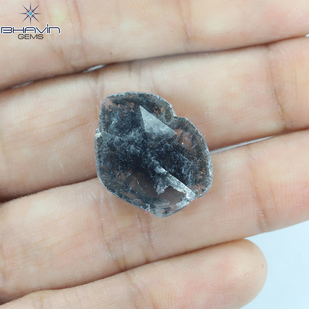 5.51 CT Natural Slice Diamond Salt And Pepper Color Clarity I3 (20.03 MM)