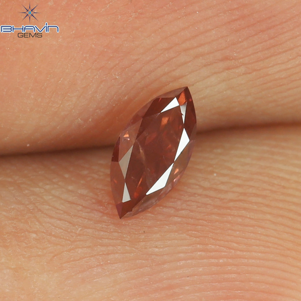 0.19 CT マーキス シェイプ ナチュラル ダイヤモンド ピンク カラー I1 クラリティ (5.40 MM)