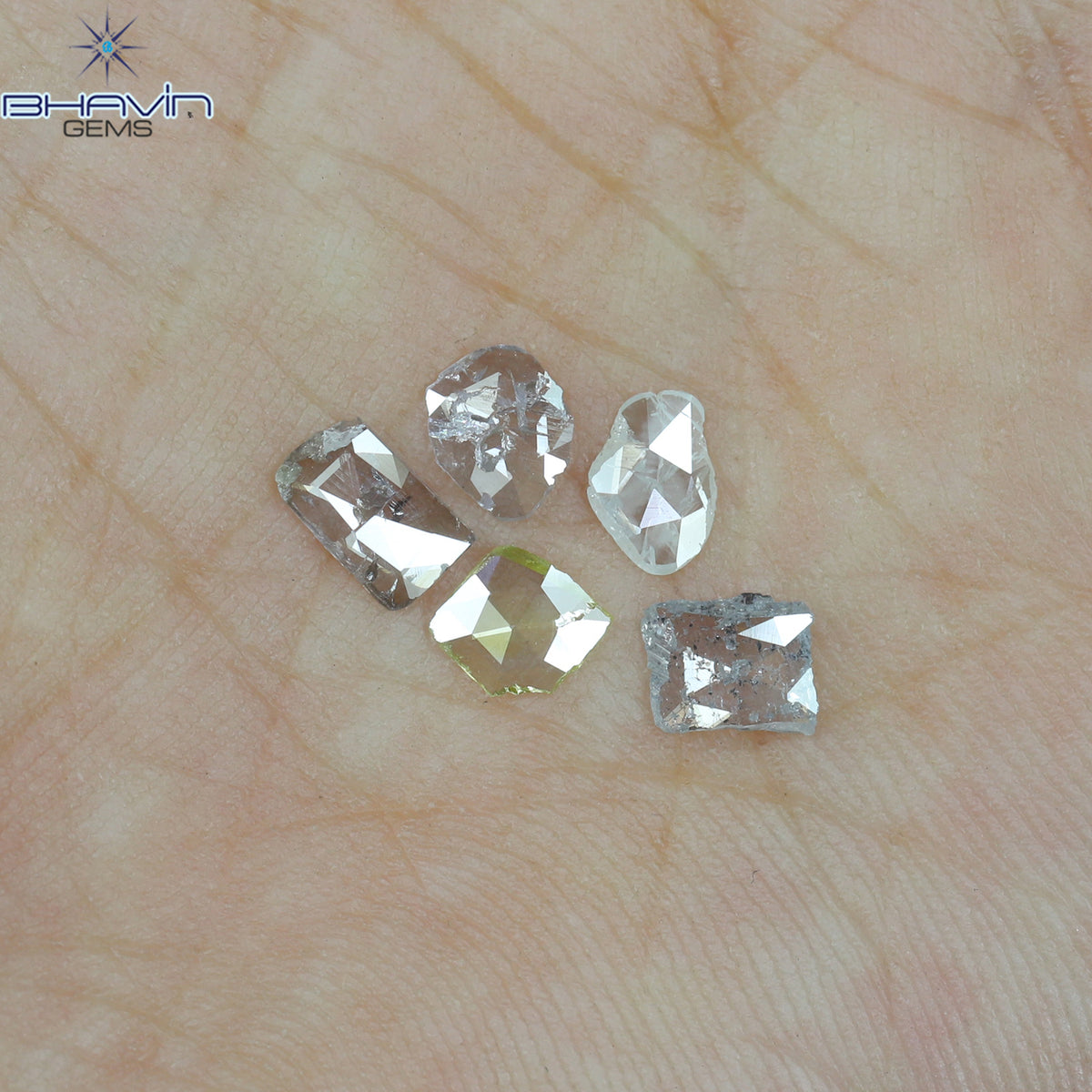0.90 CT/5 Pcs Natural Rosecut Polki Diamond White Color Clarity I2 (5.75 MM)