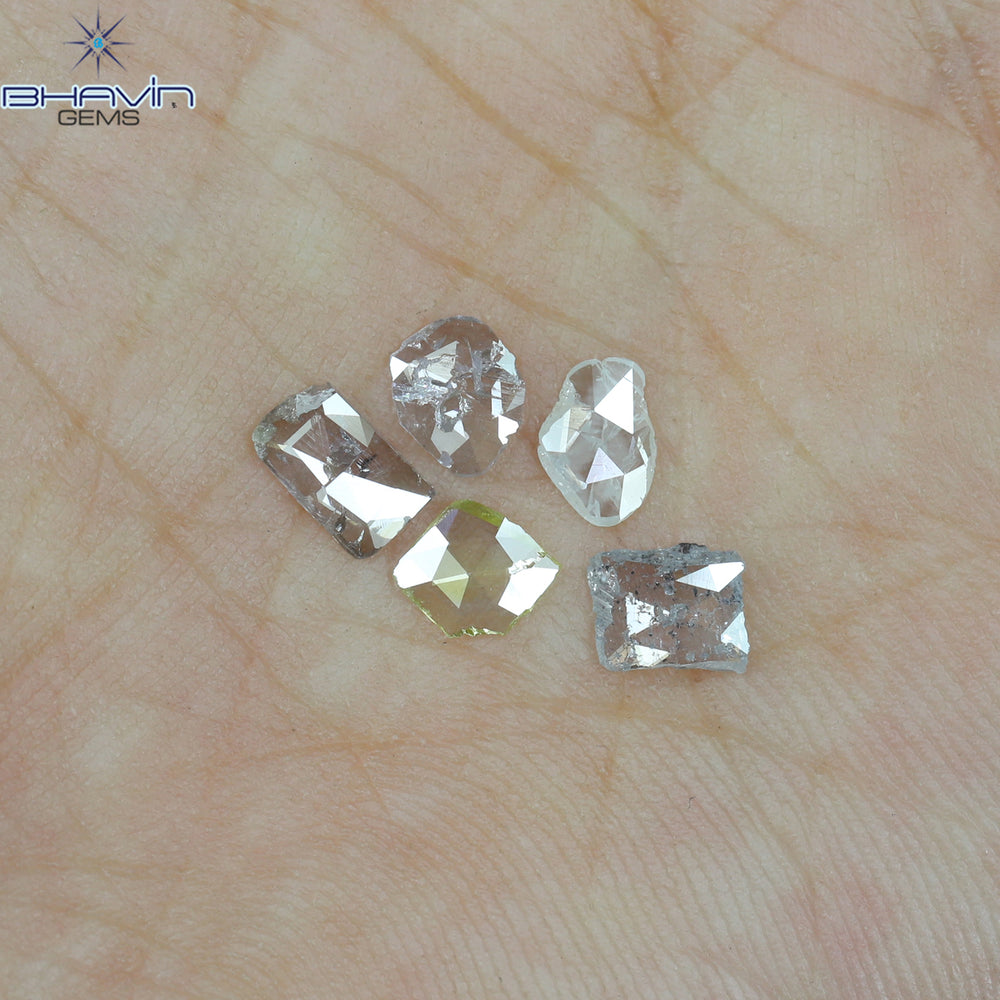 0.90 CT/5 ピース ローズカット ポルキ シェイプ ナチュラル ダイヤモンド ホワイト カラー I2 クラリティ (5.75 MM)