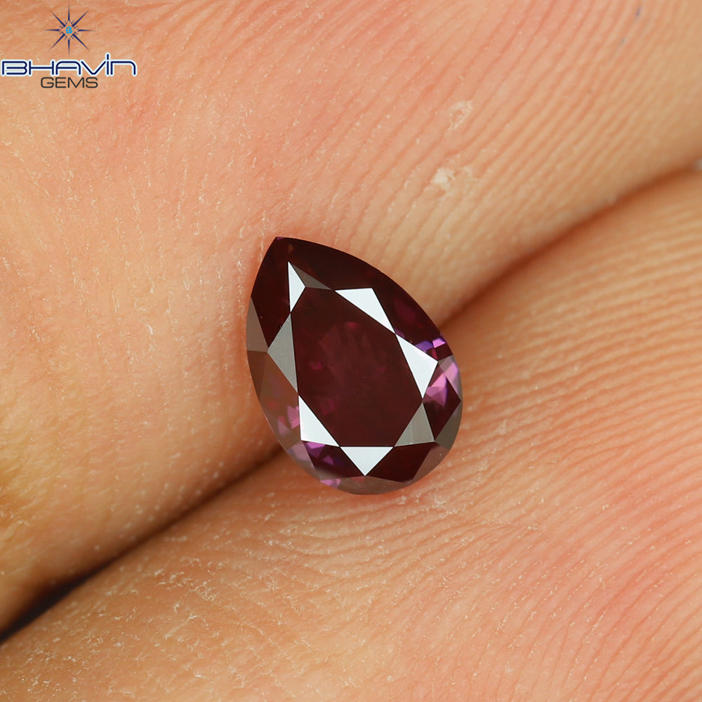 0.41 CT Natural Pear Diamond Enhanced Pink Color Clarity VS1 (5.94 MM)
