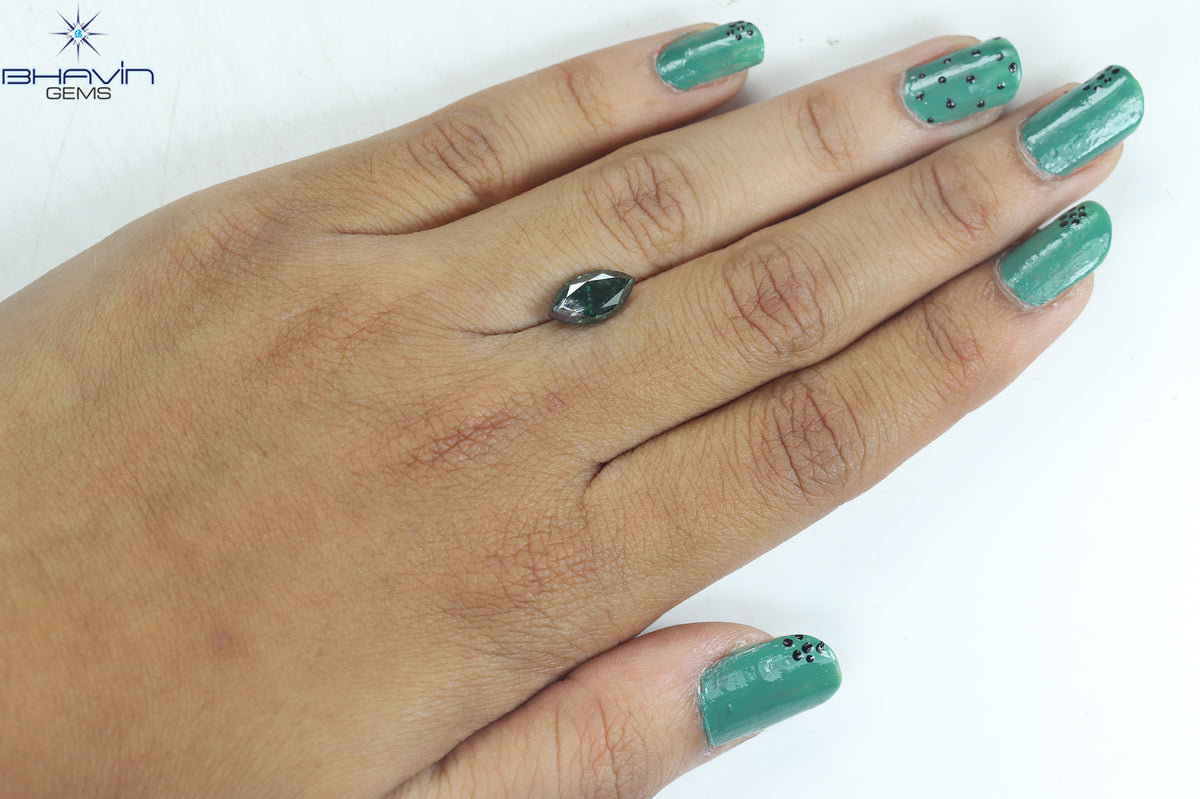 2.11 CT Natural Marquise Diamond Enhanced Green Color Clarity I2 (11.14 MM)
