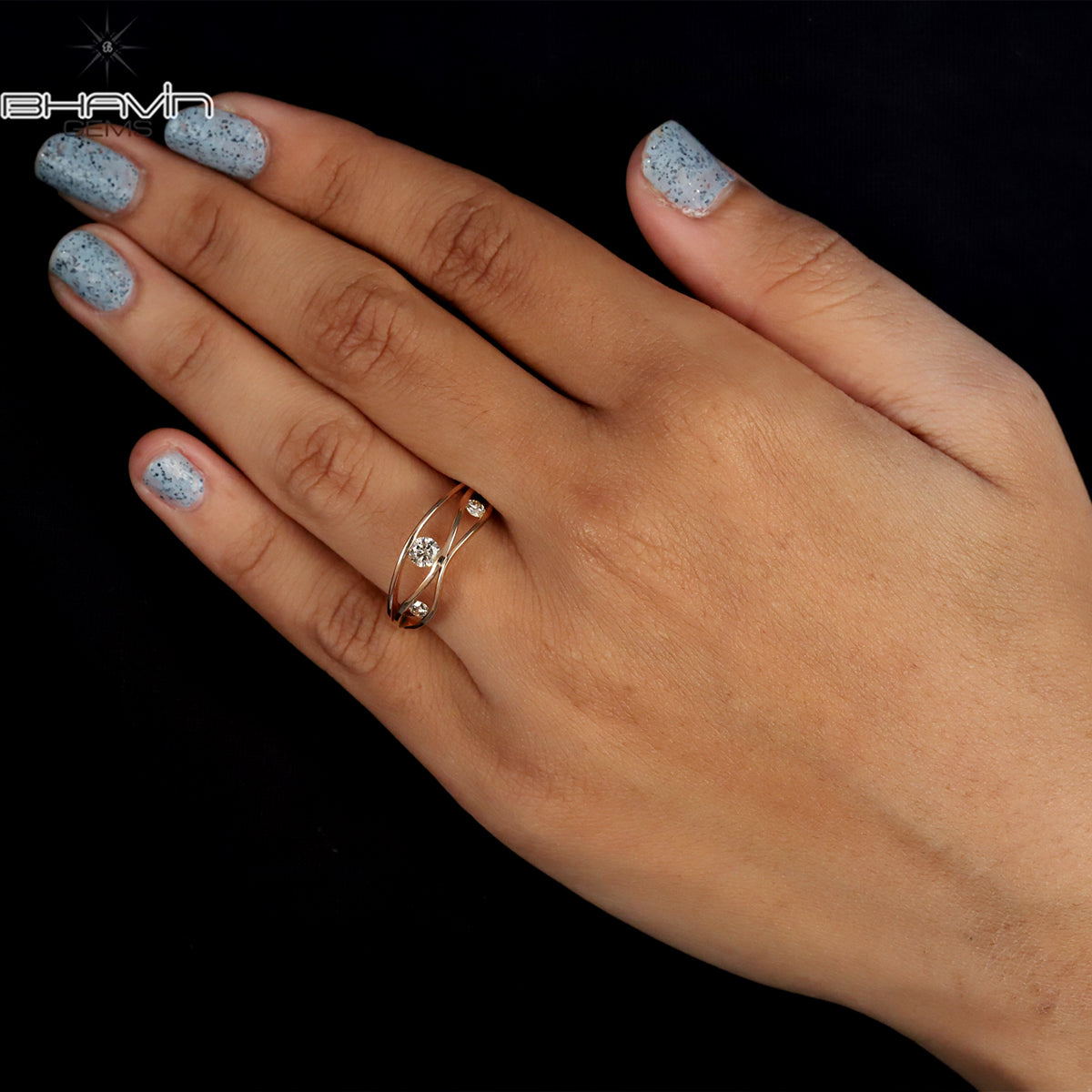 Trio Natural Diamond Criss-Cross Statement Ring