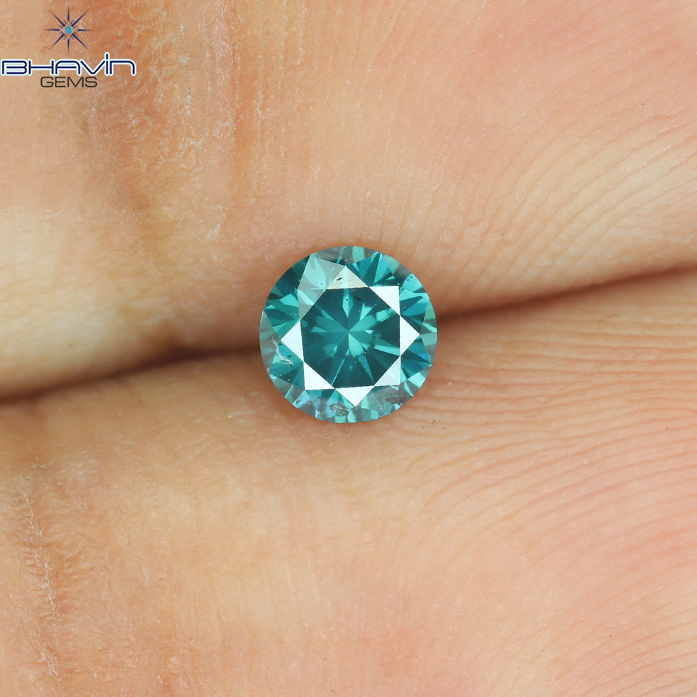 0.24 CT Natural Round Diamond Enhanced Blue Color Clarity SI1 (4.00 MM)