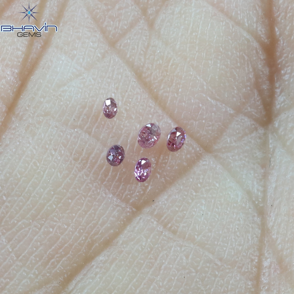 0.05 CT/5 Pcs Natural Round Diamond Enhanced Pink Color Clarity I1 (1.35 MM)
