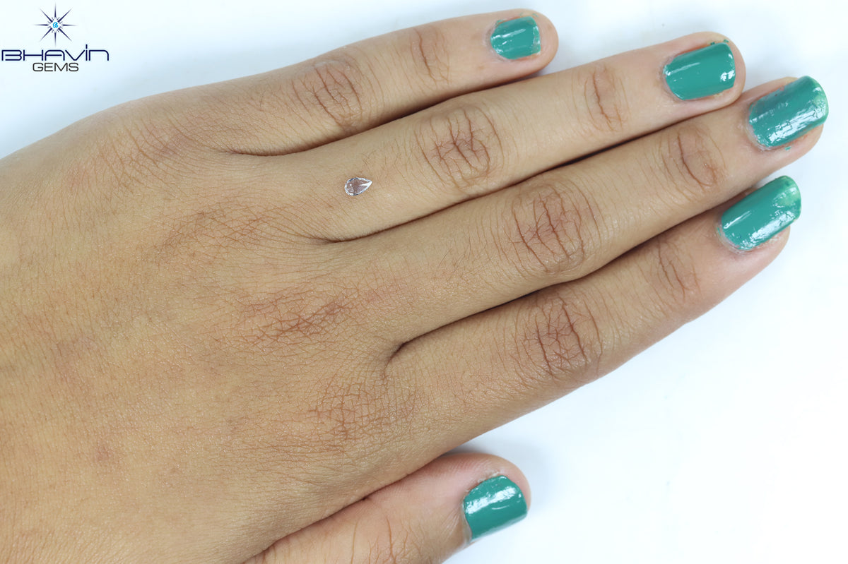 0.11 CT Natural Pear Diamond Pink Color Clarity VS2 (4.34 MM)