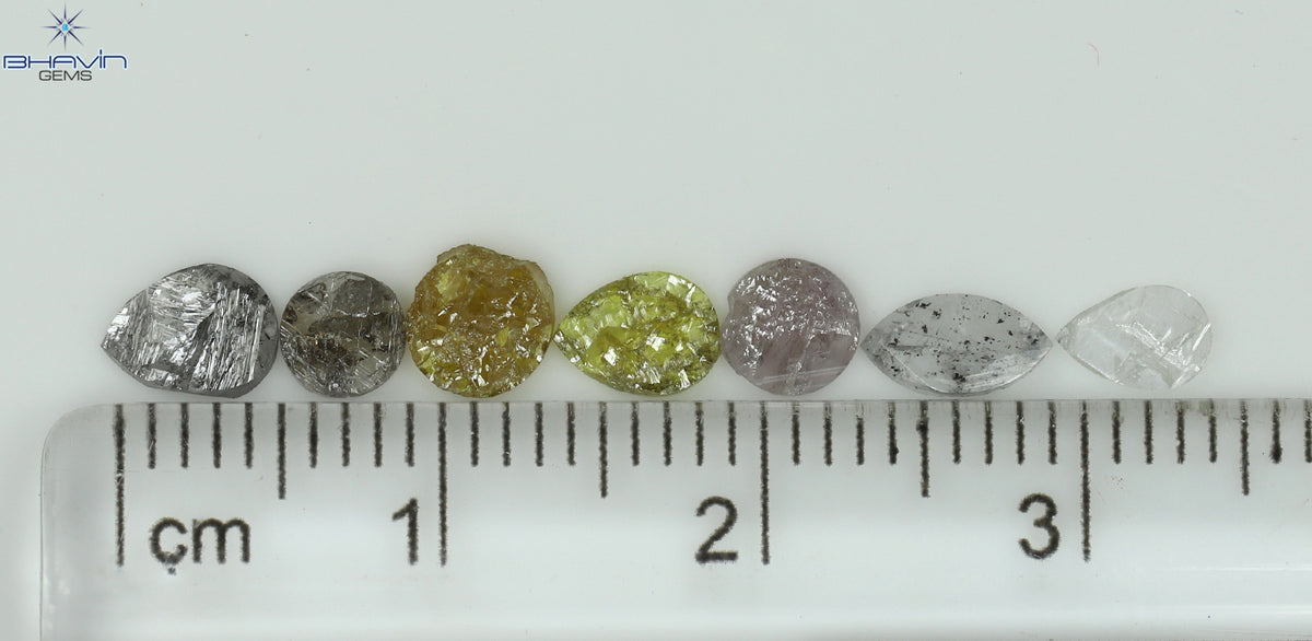 1.16 CT/7 Pcs Natural Uncut Diamond Mix Color Clarity I3 (5.93 MM)
