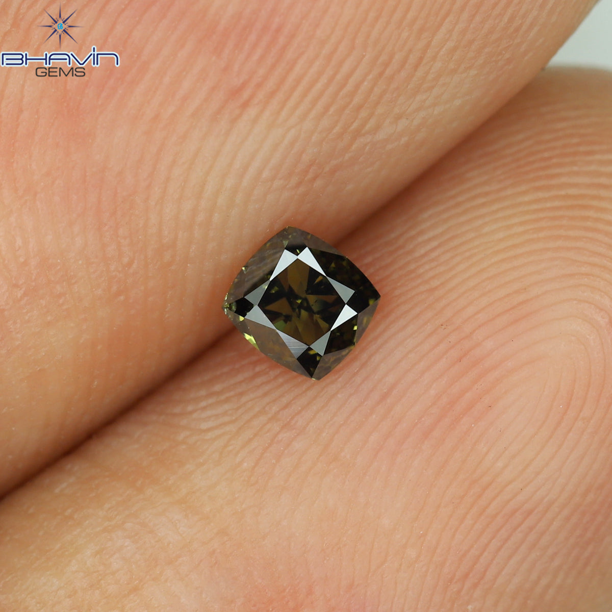 0.20 CT クッション シェイプ ナチュラル ルース ダイヤモンド グリーン カラー VS1 クラリティ (3.38 MM)
