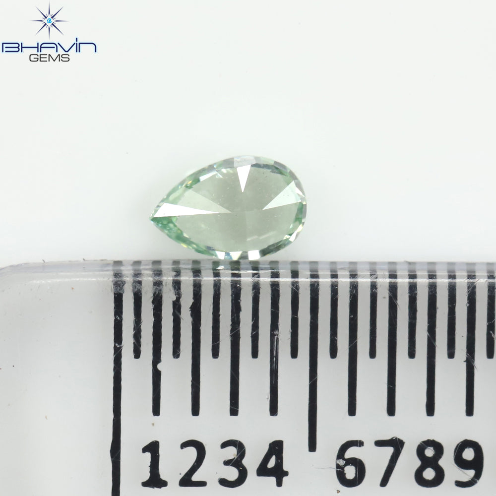 0.15 CT ペアシェイプ ナチュラル ダイヤモンド ブルーイッシュ グリーン カラー VS1 クラリティ (4.02 MM)