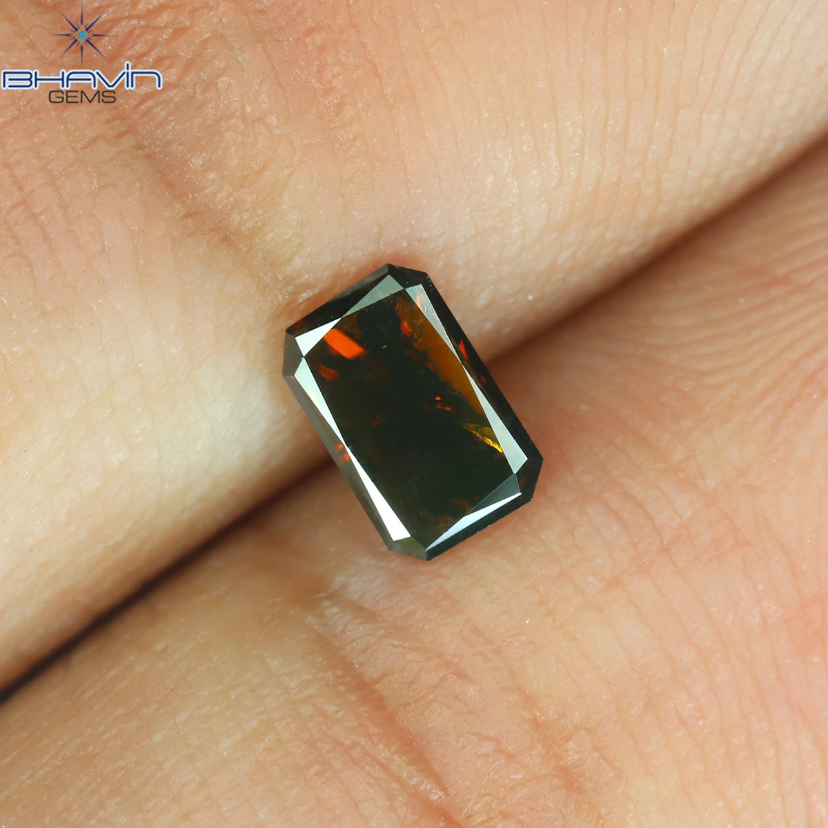 0.33 CT Natural Radiant Diamond Enhanced Cognac Color Clarity SI2 (5.15 MM)